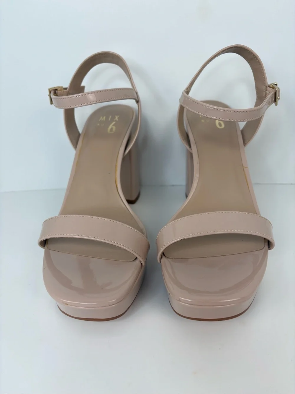Nude Patent Platform Sandals